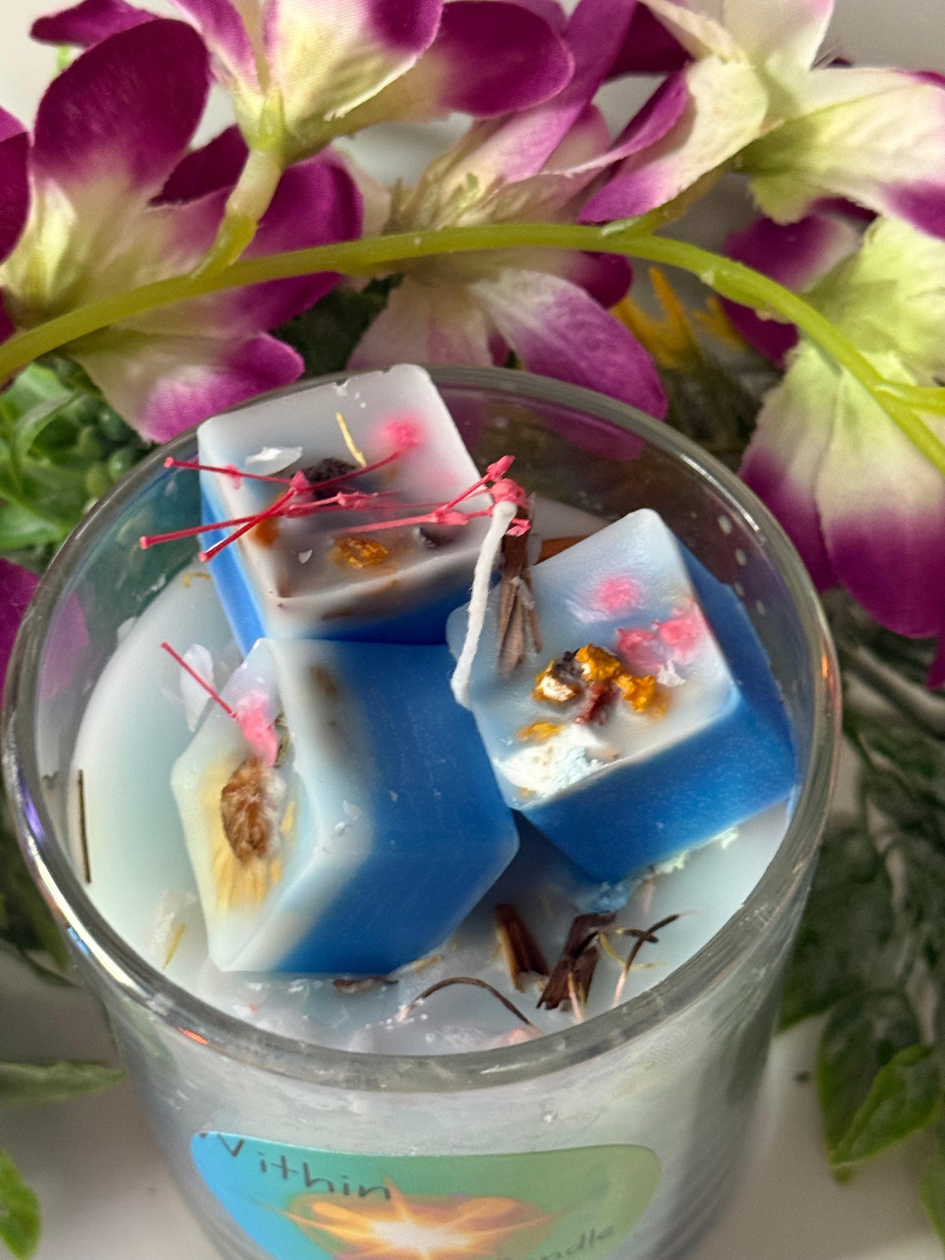Midnight Blue Healing Candle | Crystals, Charms & Herb-Infused Wax Melts