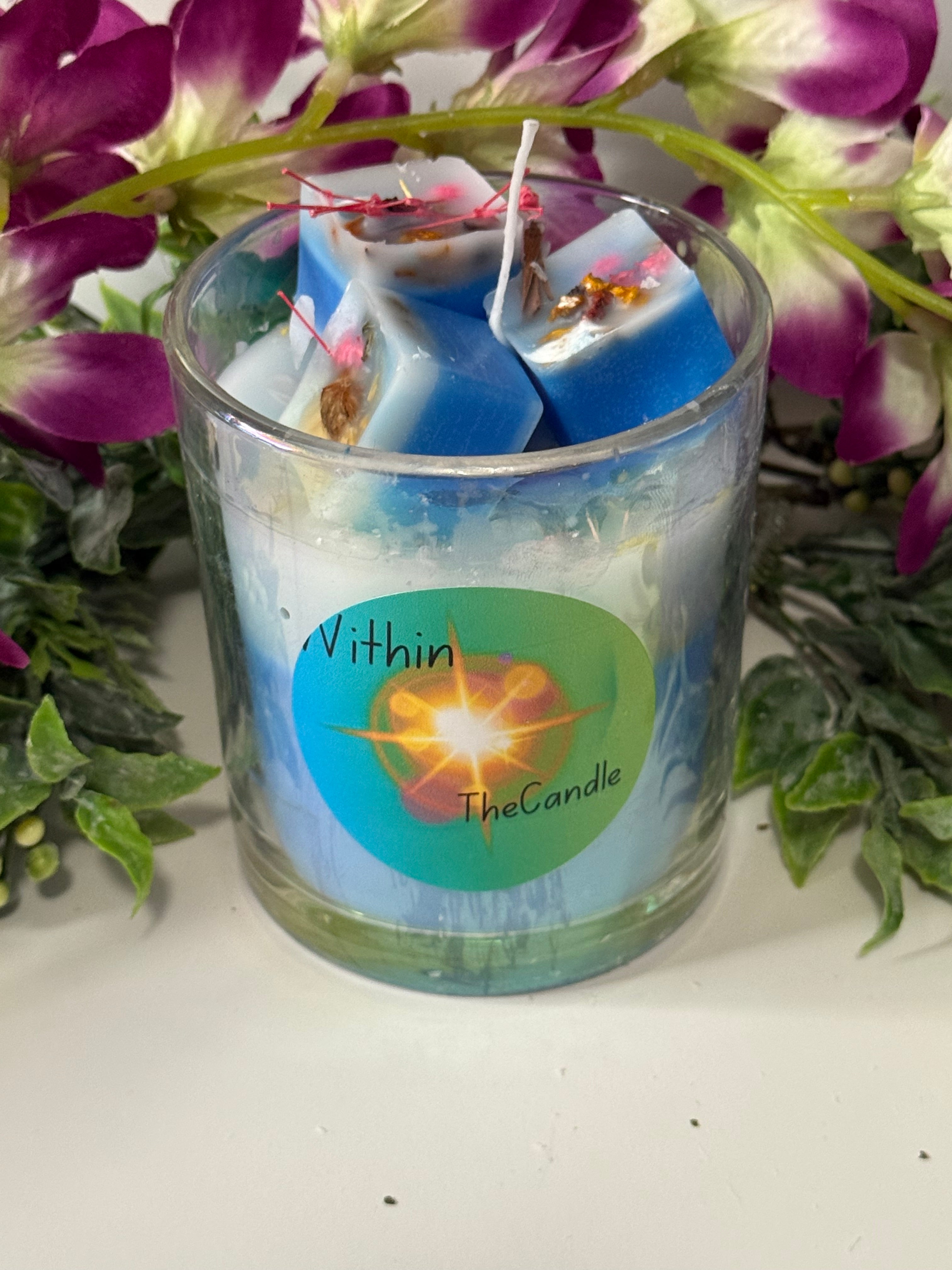 Midnight Blue Healing Candle | Crystals, Charms & Herb-Infused Wax Melts
