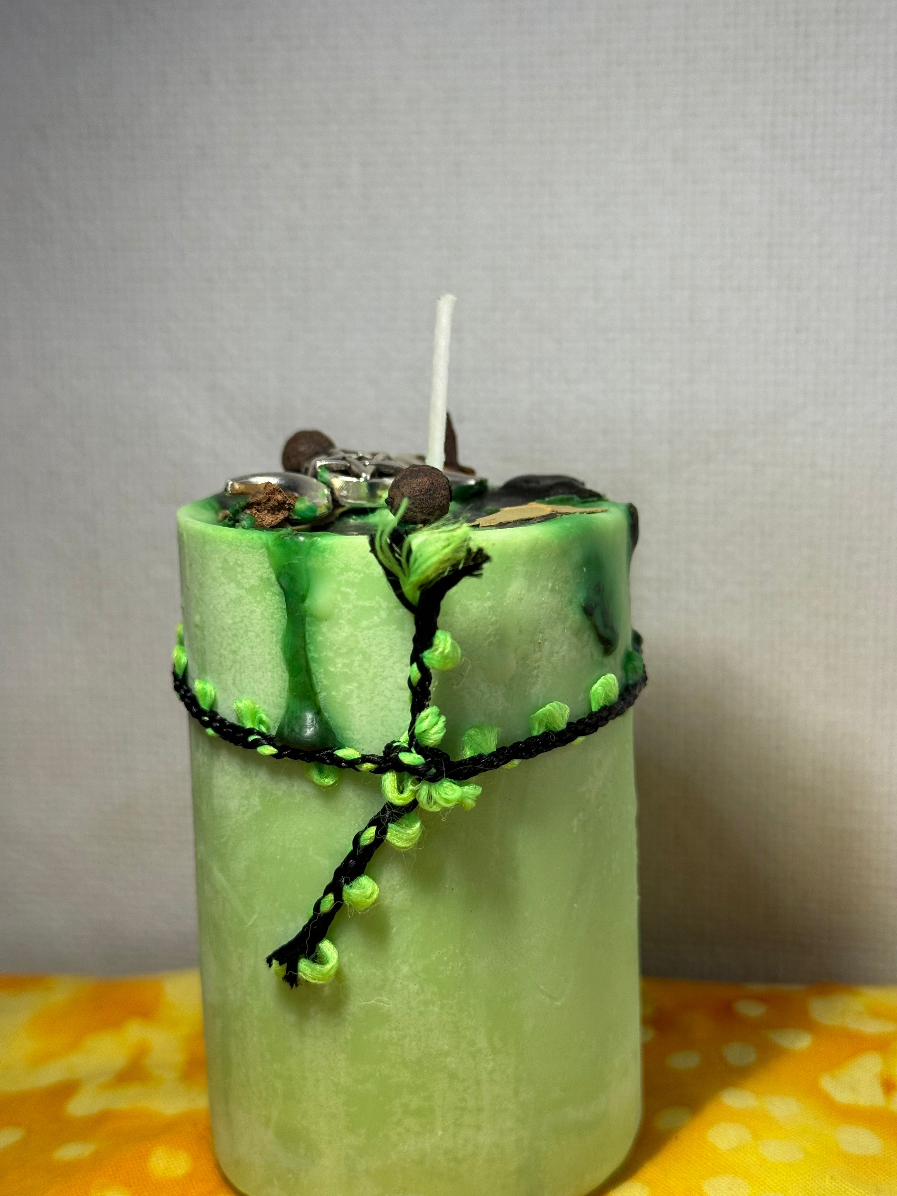 The green money spell soy wax candle