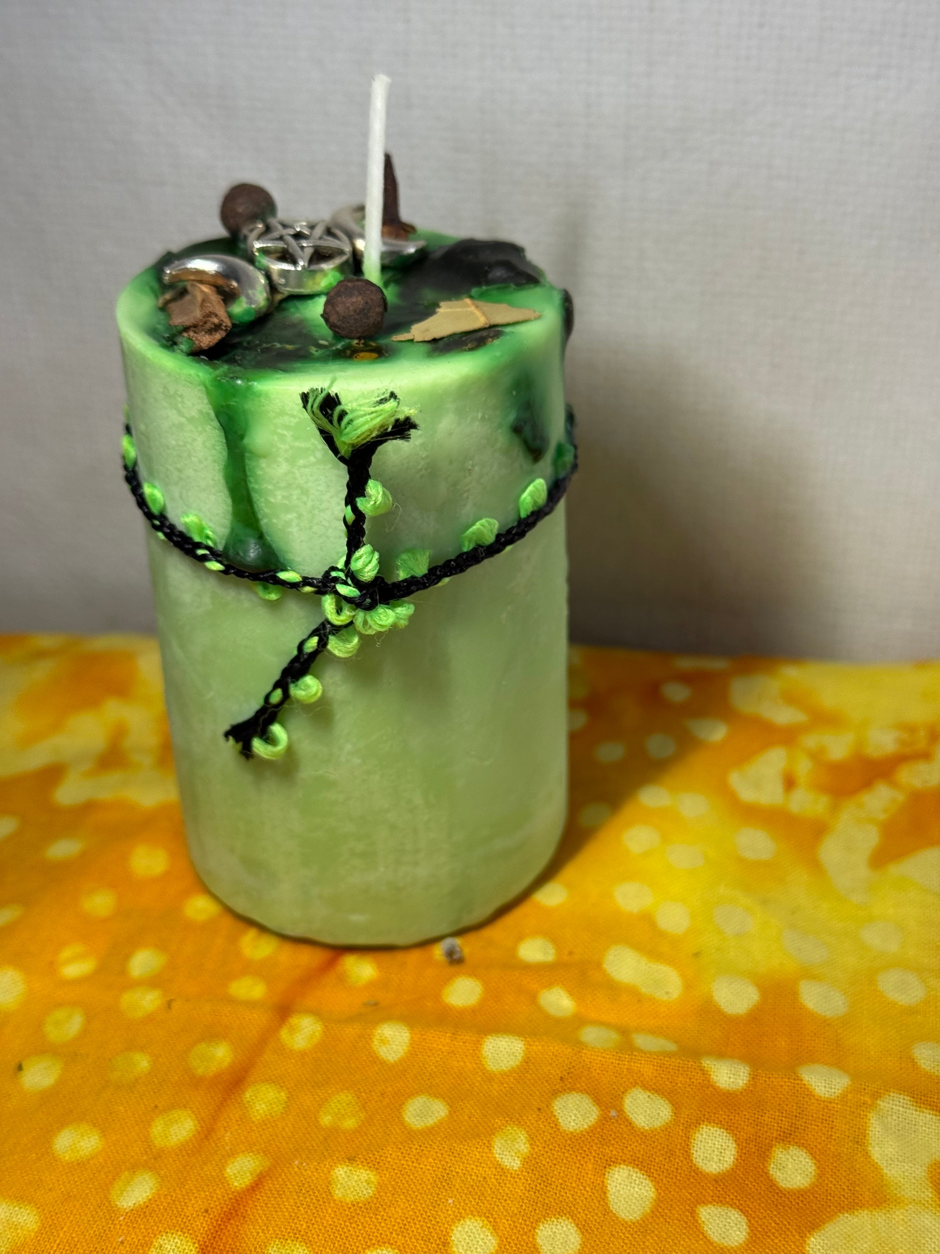 The green money spell soy wax candle