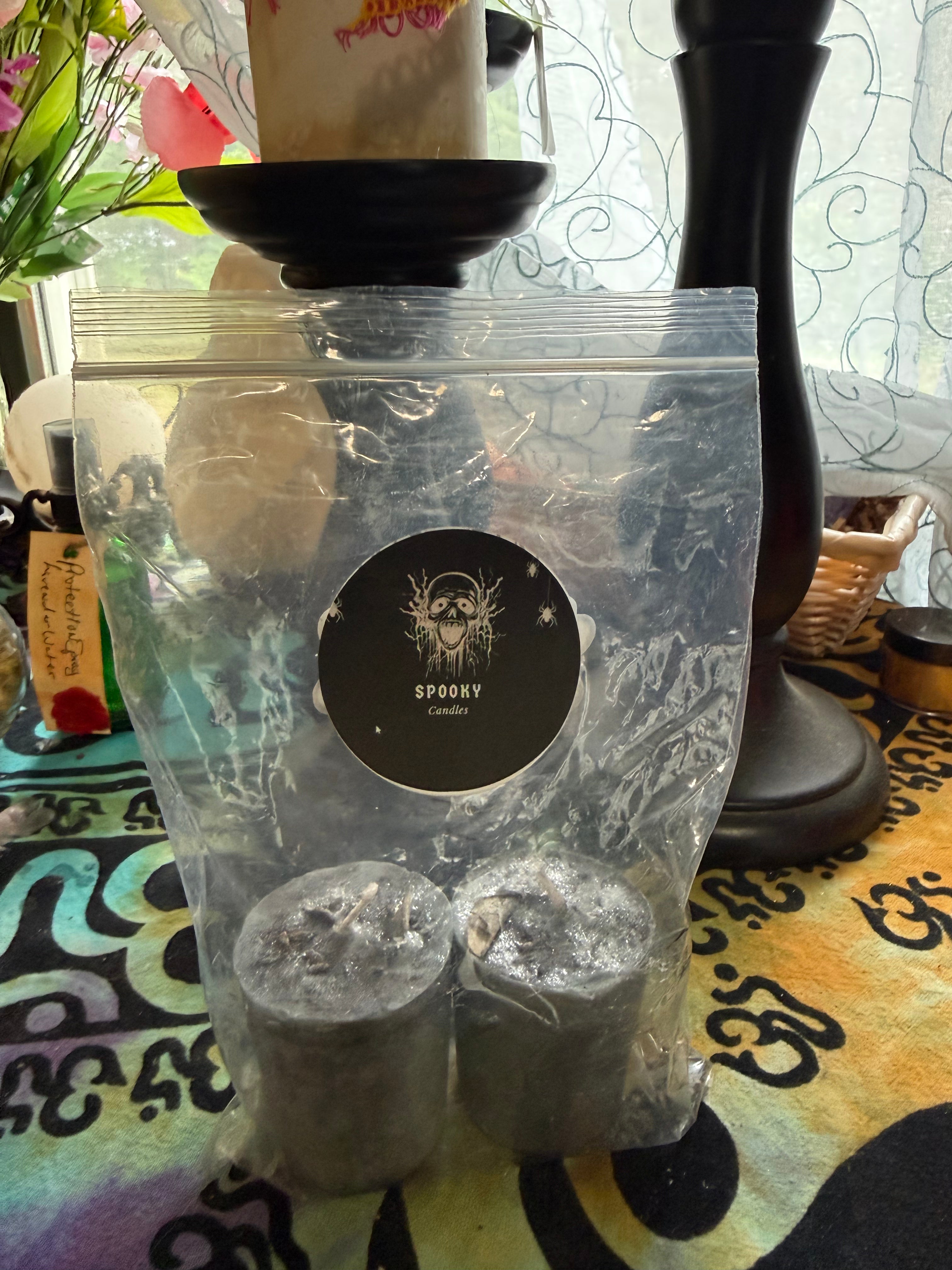 Grey Spirit Protection Candle Set | Herbs & Oils for Paranormal Rituals