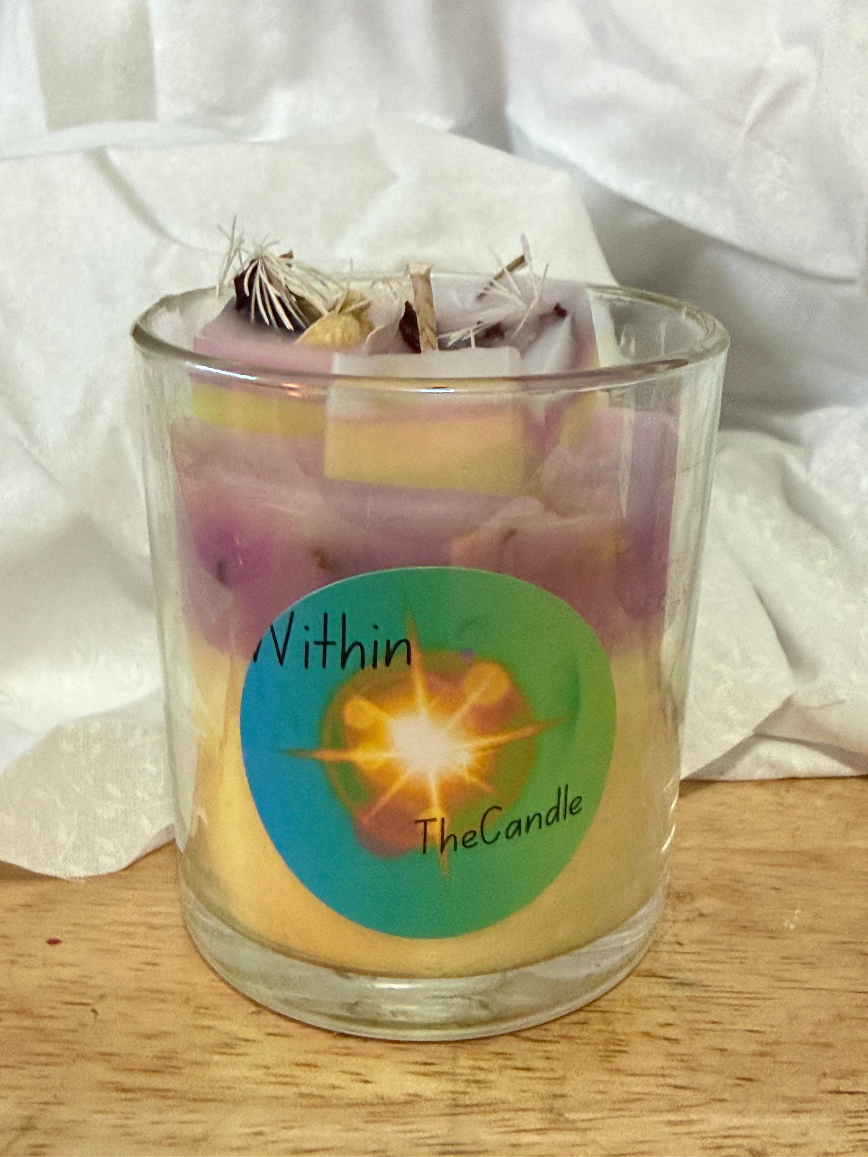 Dual-Tone Spiritual Healing Candle | Pink & Yellow with Herb-Infused Wax Melts