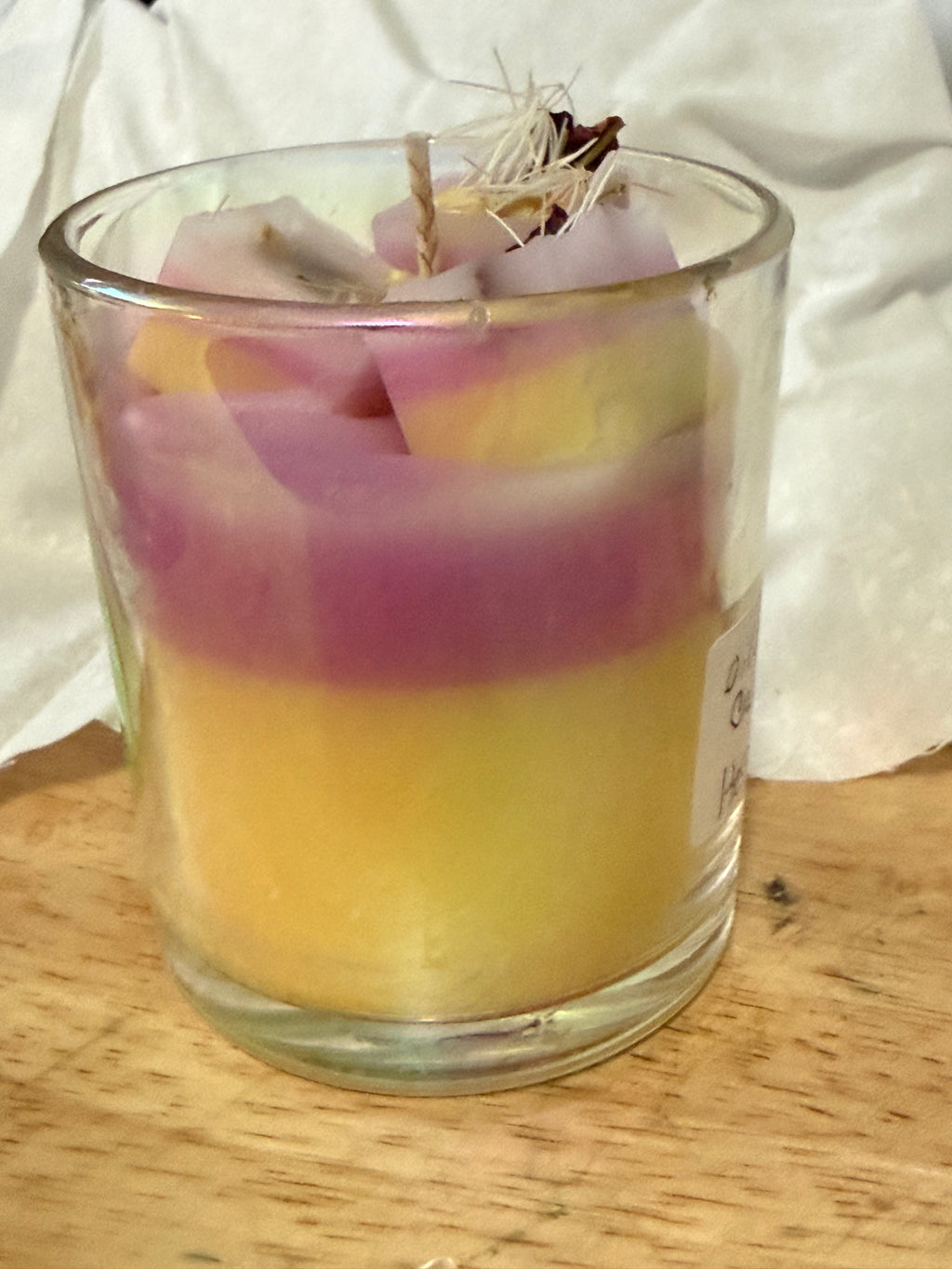Dual-Tone Spiritual Healing Candle | Pink & Yellow with Herb-Infused Wax Melts